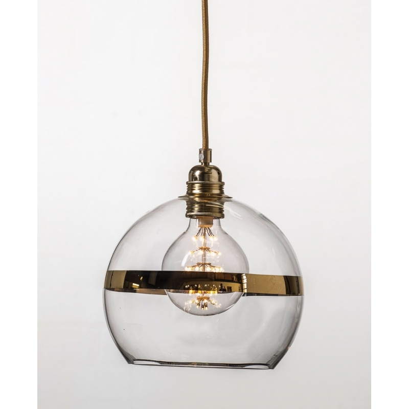 Lampa wisząca Rowan - przeźroczysta ze złotym paskiem, Ø22cm