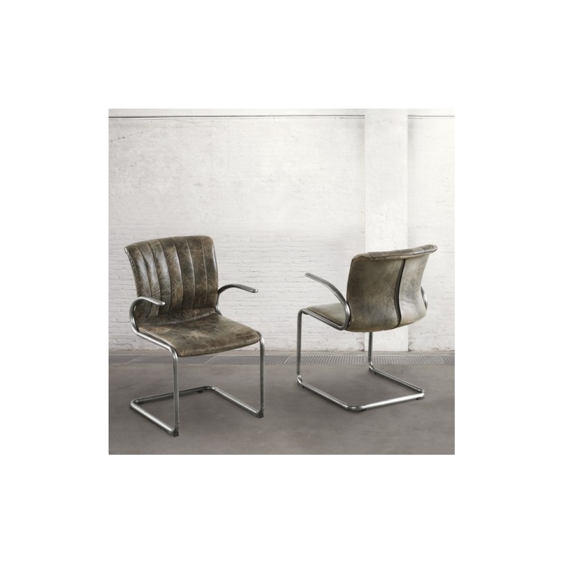 Krzesło z podłokietnikami - postarzana skóra DB003901