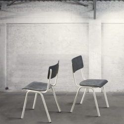 Krzesło metal/buk - biało-czarne DB004057