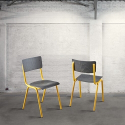 Krzesło metal/buk - żółto-czarne DB004058