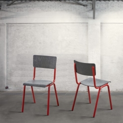 Krzesło metal/buk - czerwono-czarne DB004059