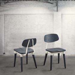 Krzesło metal/buk - biało/czarne DB004079