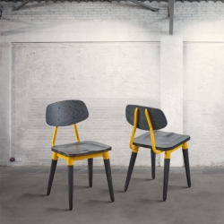 Krzesło metal/buk - żółto/czarne DB004080