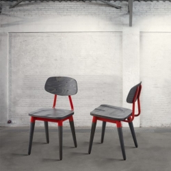 Krzesło metal/buk - czerwono/czarne DB004081