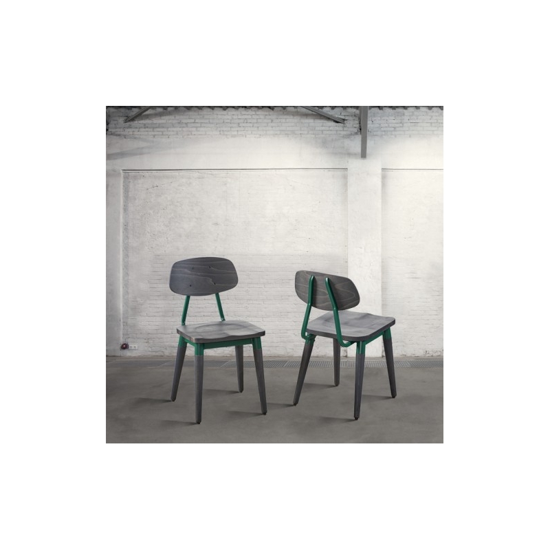 Krzesło metal/buk - zielono/czarne DB004082