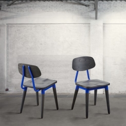 Krzesło metal/buk - niebiesko/czarne DB004083