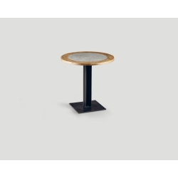 Stół okrągły z drewniano - betonowym blatem DB004193