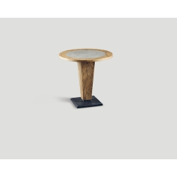 Stół okrągły z drewniano - betonowym blatem DB004179