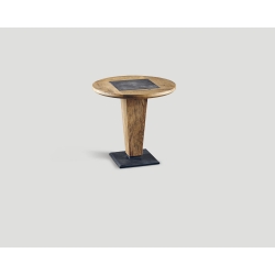 Stół okrągły z drewniano - marmurowym blatem DB004178