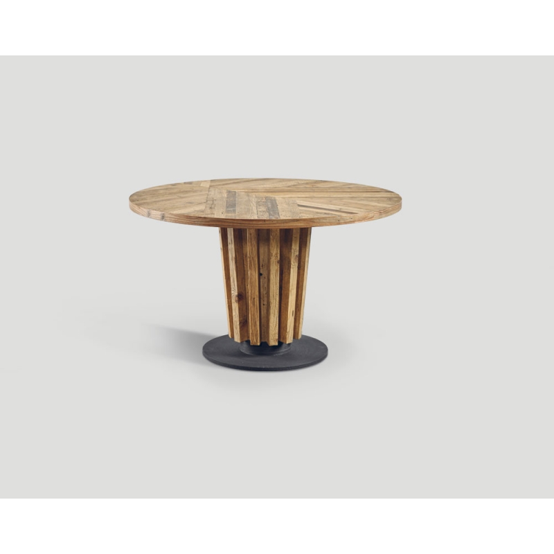 Stół z drewna z recyklingu - blat w jodełkę DB004132