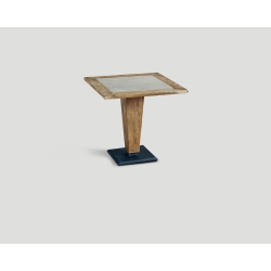 Stół kwadratowy z drewna z recyklingu - blat z betonową wstawką DB003736