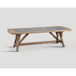 Stół z drewna z recyklingu - prostokątny blat ze wstawkami z drewna DB003265