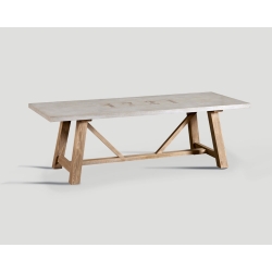 Stół z drewna z recyklingu - prostokątny blat ze wstawkami z drewna DB003262