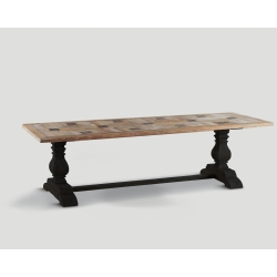Stół z drewna z recyklingu - prostokątny blat ze wstawkami z drewna DB003156