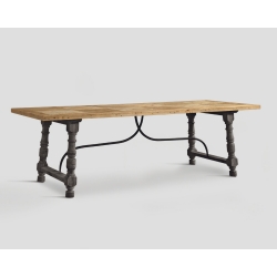 Stół z drewna z recyklingu - prostokątny blat z mozaiką DB002879