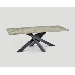 Stół prostokątny z drewna z recyklingu - blat z mozaiką DB004130