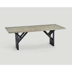 Stół prostokątny z drewna z recyklingu - blat z mozaiką DB004128