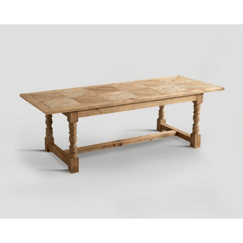 Stół prostokątny z drewna z recyklingu - blat z mozaiką DB002354
