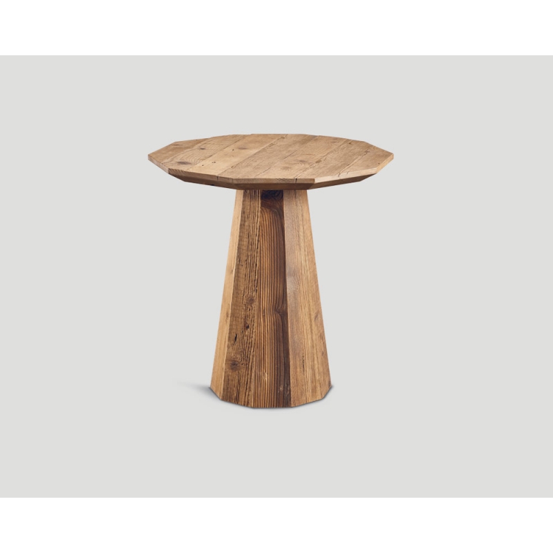 Stolik okazjonalny z drewna z recyklingu - szlifowany geometrycznie DB004422