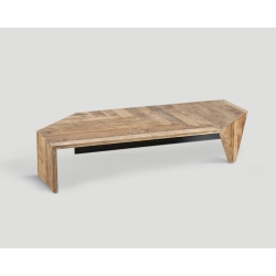 Stolik okazjonalny z drewna z recyklingu - mozaikowy blat DB004528