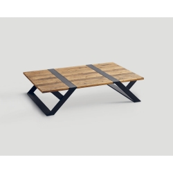Prostokątny stolik okazjonalny - blat z drewna z recyklingu DB003933