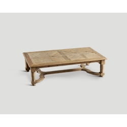 Stolik okazjonalny z drewna z recyklingu - prostokątny, mozaikowy blat DB003561