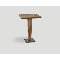 Stół barowy z drewna z recyklingu - kwadratowy, mozaikowy blat DB004225