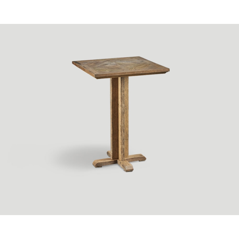 Stół barowy z drewna z recyklingu - kwadratowy, mozaikowy blat DB004219