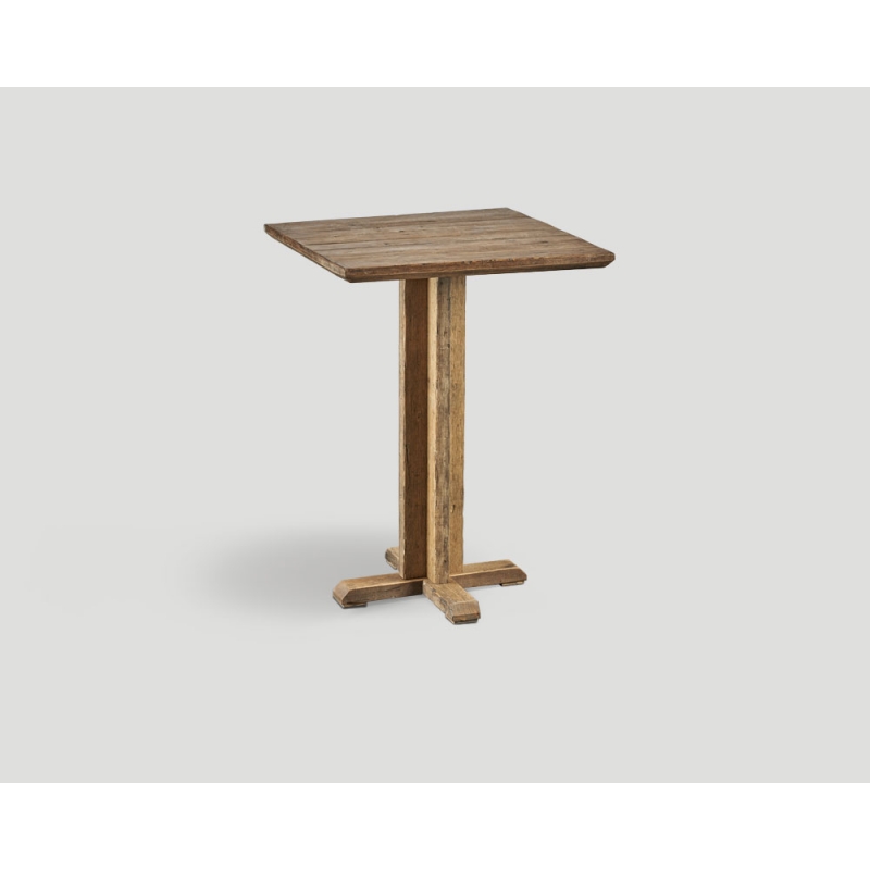 Stół barowy z drewna z recyklingu - kwadratowy blat DB004217