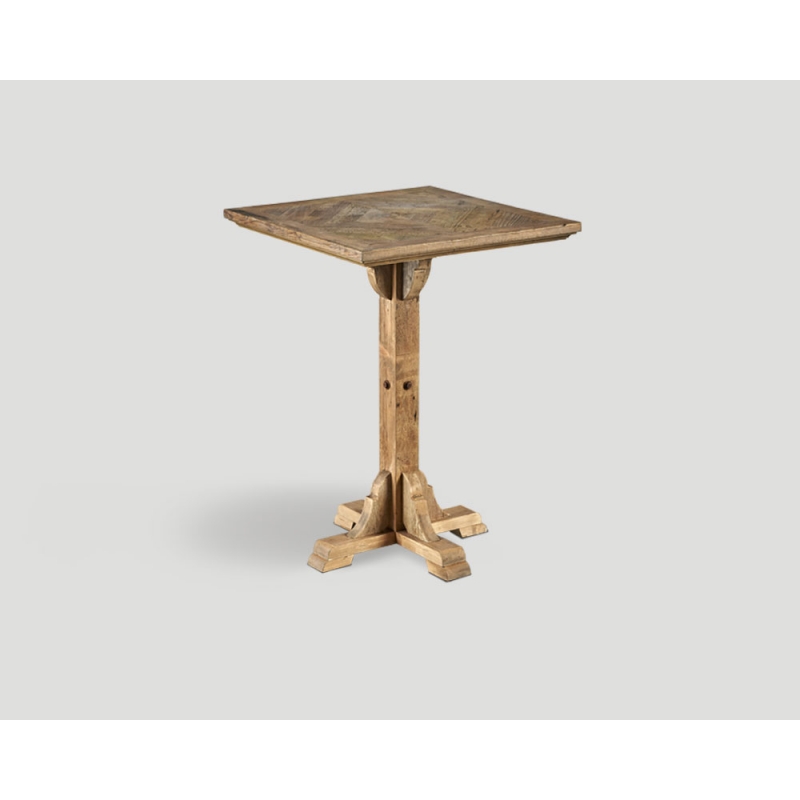 Stół barowy z drewna z recyklingu - mozaikowy, kwadratowy blat DB004210
