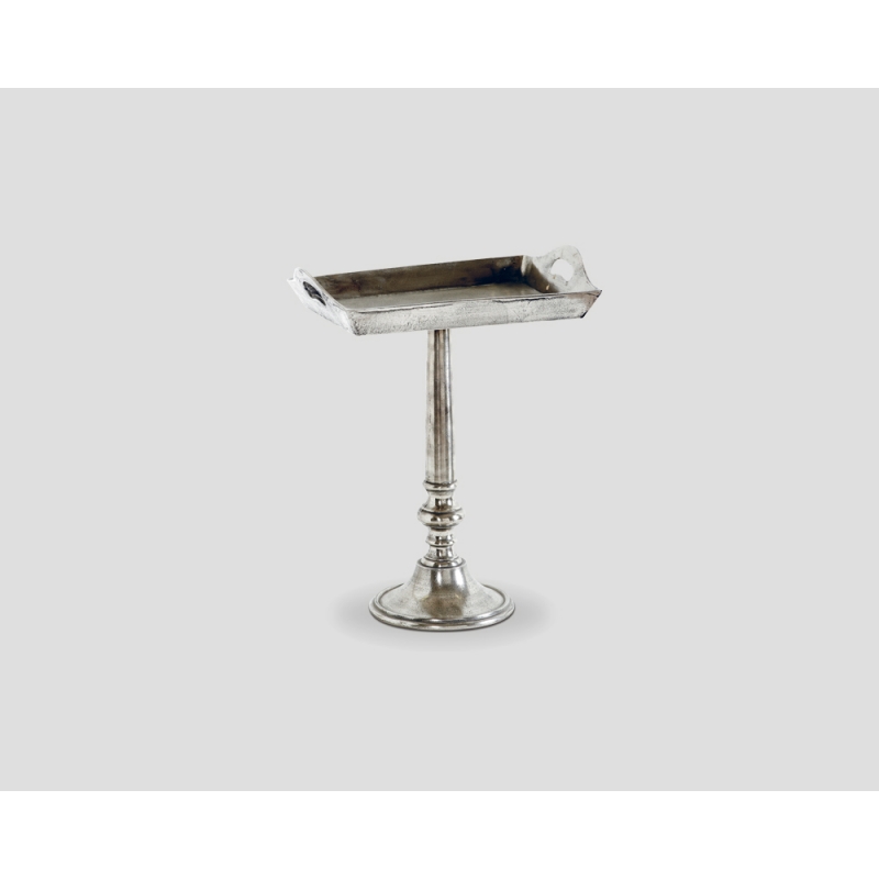 Prostokątny stolik okazjonalny z blatem w kształcie tacy - aluminiowy DB002668