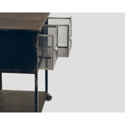 Stolik okazjonalny na kółkach z dwoma szufladami - metalowy DB002418