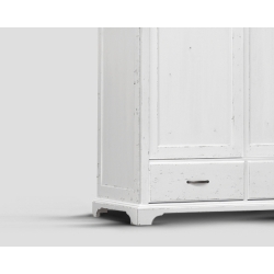 Dwudrzwowa szafa z przesuwnymi drzwiami i dwoma szufladami - biała DB002683