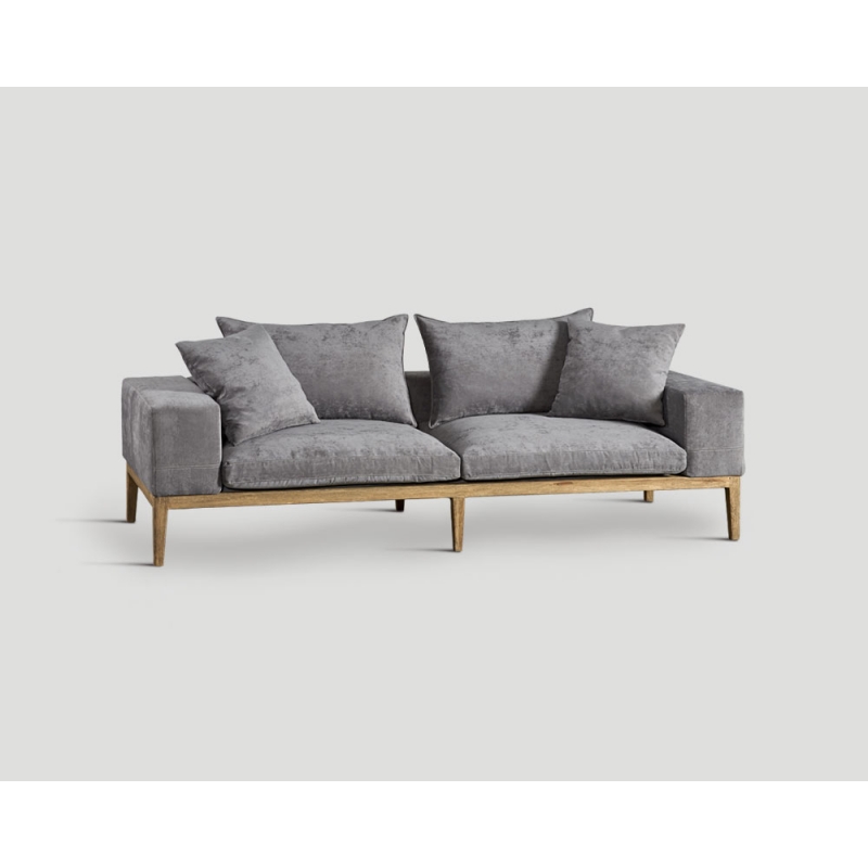 Sofa trzyosobowa z podstawą z drewna z recyklingu - londyński szary DB004722