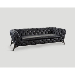 Sofa trzyosobowa - skórzana, czarny heban DB004014