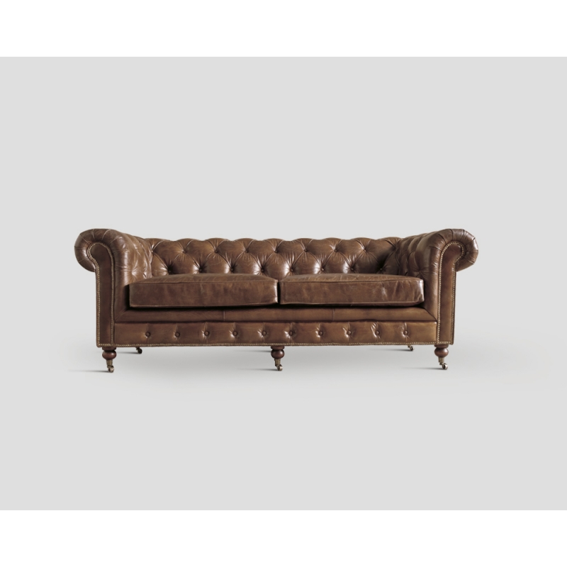Sofa trzyosobowa - skórzana, cygaro vintage DB001717
