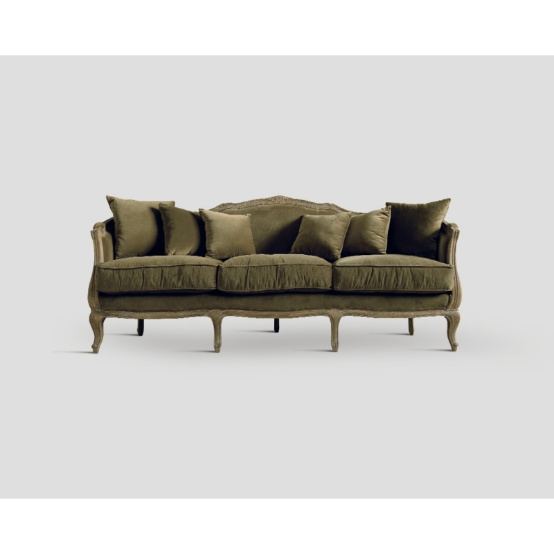 Sofa trzyosobowa - dębowa , opalizująca oliwa DB001255
