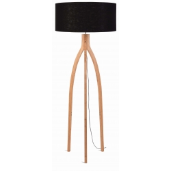 Lampa podłogowa ANNAPURNA bambus 3-nożna 128cm/abażur 60x30cm, lniany czarny