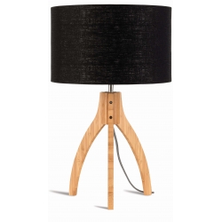Lampa stołowa ANNAPURNA trójnożna 30cm/abażur 32x20cm, lniany czarny