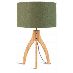 Lampa stołowa ANNAPURNA trójnożna 30cm/abażur 32x20cm,lniany zieleń lasu