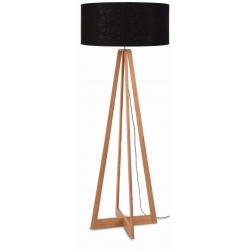 Lampa podłogowa EVEREST bambus 4-nożna 127cm/abażur 60x30cm, lniany czarny