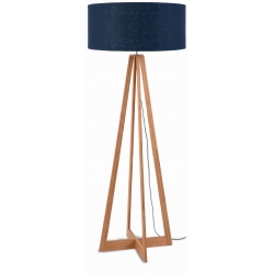 Lampa podłogowa EVEREST bambus 4-nożna 127cm/abażur 60x30cm, lniany blue denim