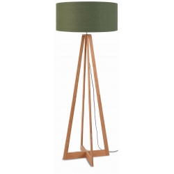 Lampa podłogowa EVEREST bambus 4-nożna 127cm/abażur 60x30cm, lniany zieleń lasu