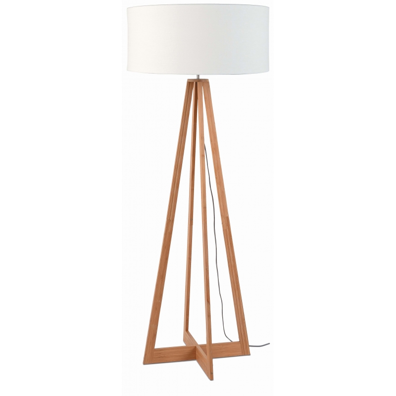 Lampa podłogowa EVEREST bambus 4-nożna 127cm/abażur 60x30cm, lniany biały