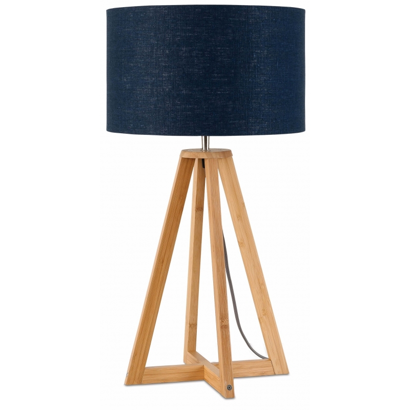 Lampa stołowa EVEREST 4-nożna 34cm/ abażur 32x20cm, lniany blue denim