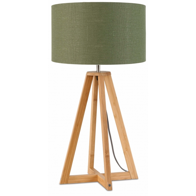Lampa stołowa EVEREST 4-nożna 34cm/ abażur 32x20cm, lniany zieleń lasu