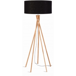 Lampa podłogowa KILIMANJARO bambus 129cm/ abażur 60x30cm, lniany czarny