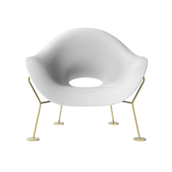 Fotel Pupa biało-mosiężny